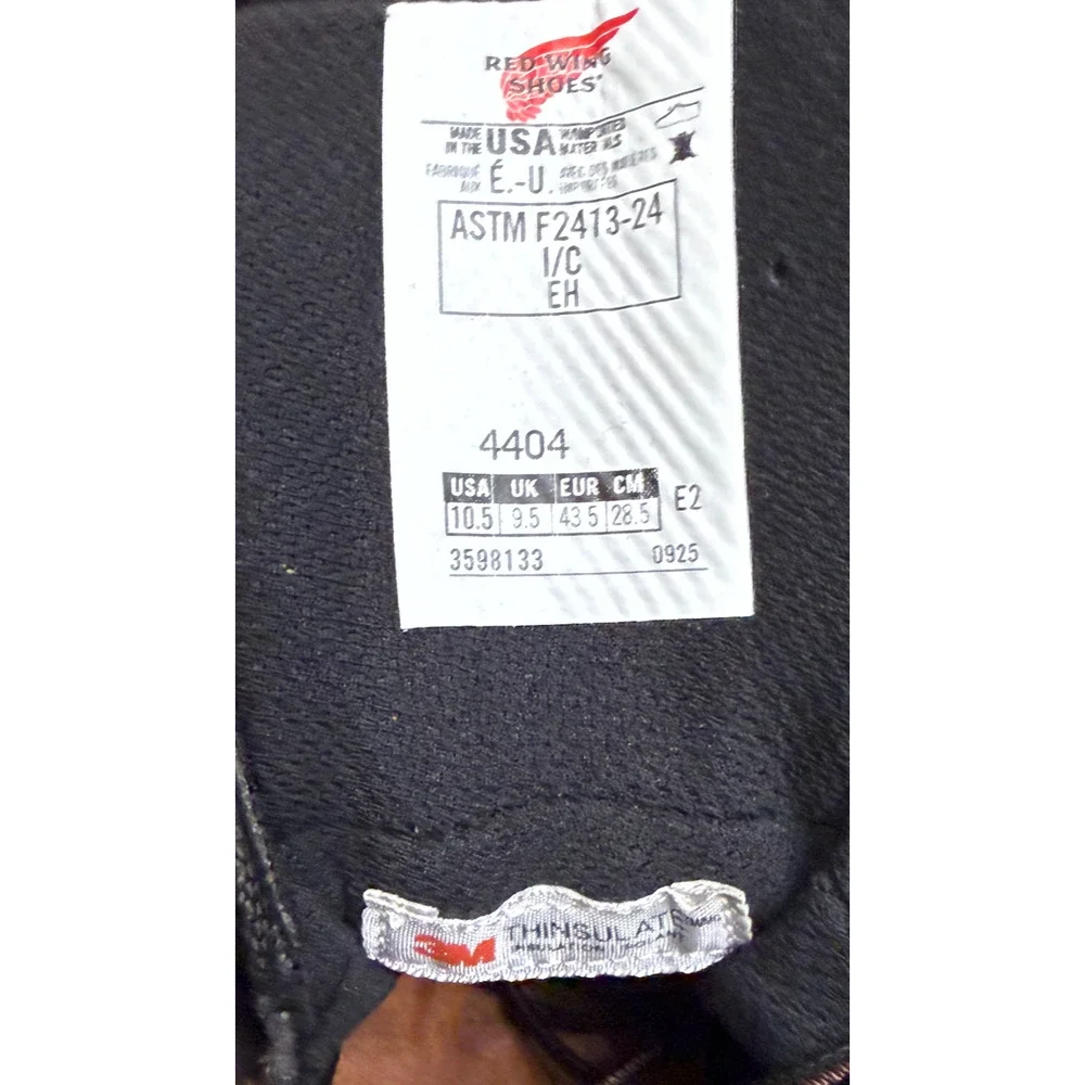RED WING 4404 DYNAFORCE 6-INCH INSULATED WATERPROOF SAFETY TOE BOOTS SZ 10.5 EE